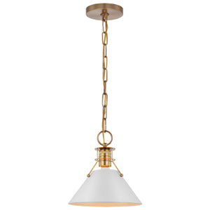 Nuvo Lighting - 60-7522 - One Light Pendant - Outpost - Matte White / Burnished Brass