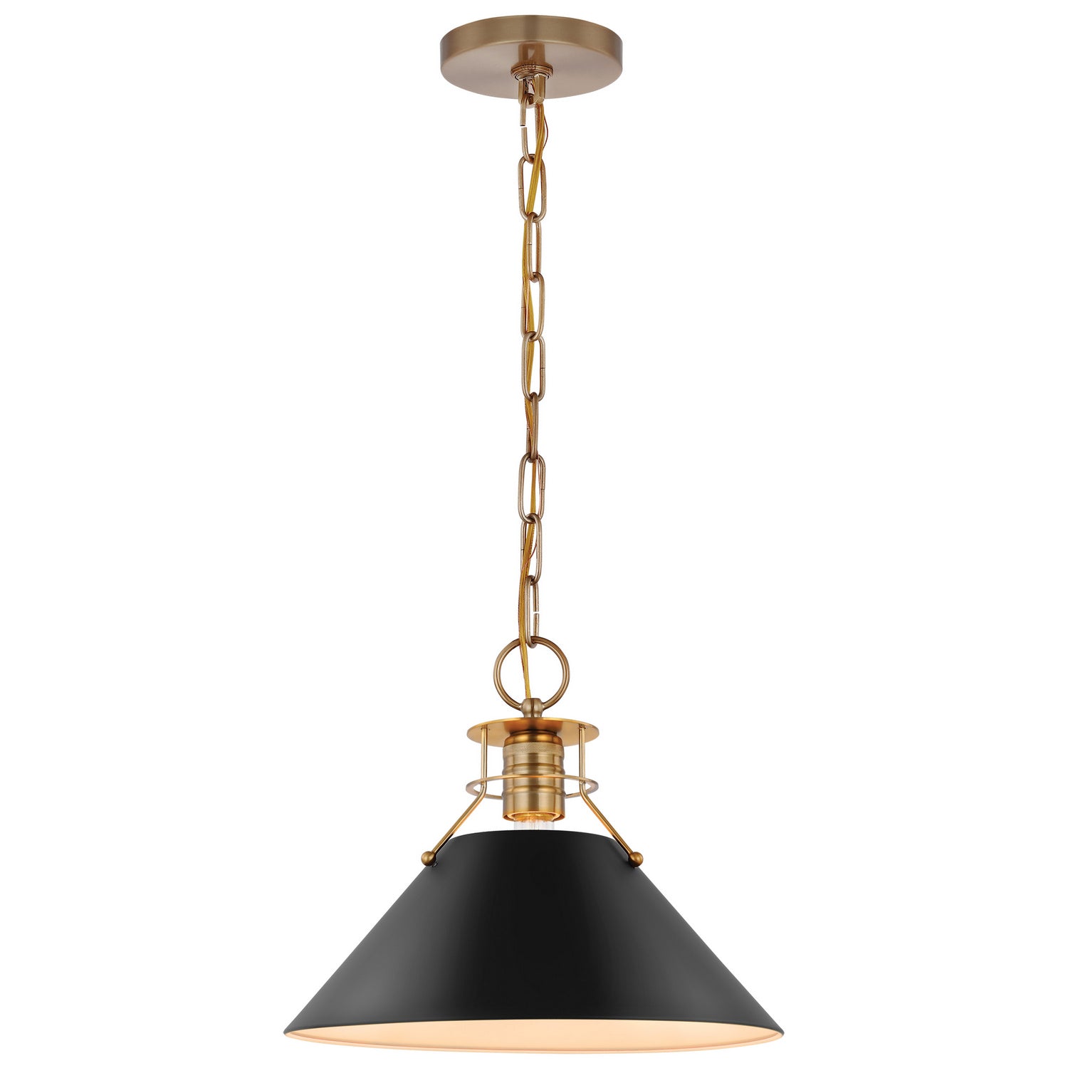 Nuvo Lighting - 60-7523 - One Light Pendant - Outpost - Matte Black / Burnished Brass