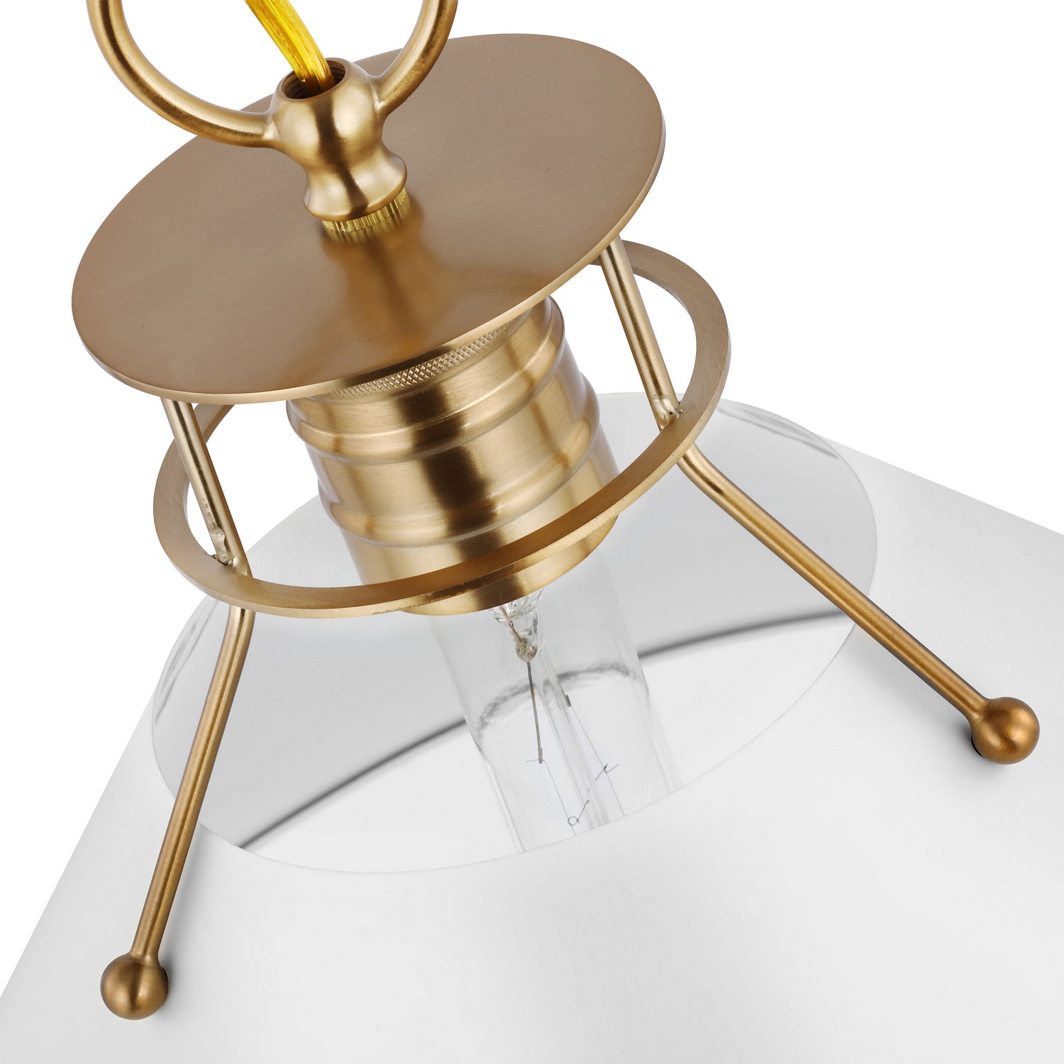 Nuvo Lighting - 60-7524 - One Light Pendant - Outpost - Matte White / Burnished Brass