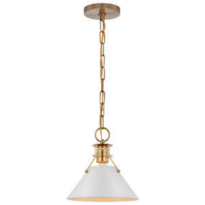 Nuvo Lighting - 60-7526 - One Light Pendant - Outpost - Matte White / Burnished Brass