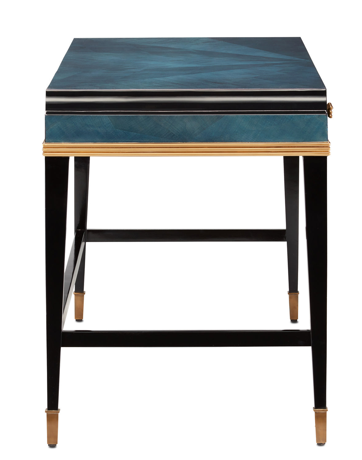 Currey and Company - 3000-0208 - Desk - Kallista - Dark Sapphire/Caviar Black/Antique Brass