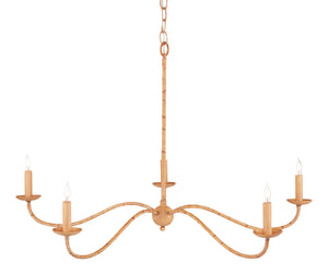 Currey and Company - 9000-0848 - Five Light Chandelier - Saxon Rattan - Saddle Tan/Natural Rattan