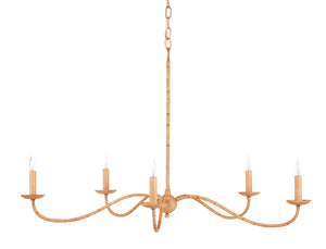 Currey and Company - 9000-0848 - Five Light Chandelier - Saxon Rattan - Saddle Tan/Natural Rattan