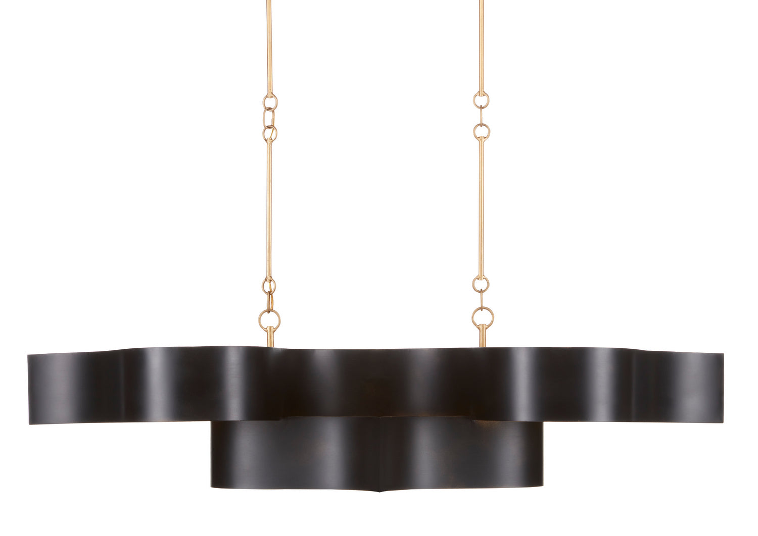 Currey and Company - 9000-0853 - Six Light Chandelier - Grand Lotus - Satin Black/Contemporary Gold Leaf