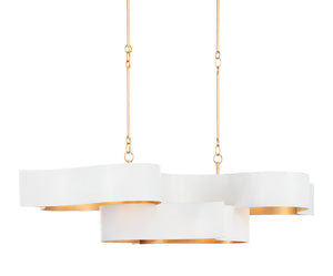 Currey and Company - 9000-0854 - Six Light Chandelier - Grand Lotus - Sugar White/Contemporary Gold Leaf