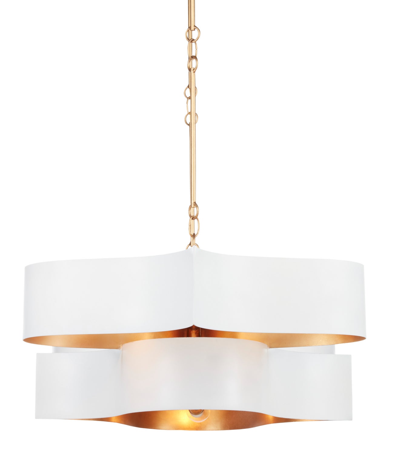 Currey and Company - 9000-0854 - Six Light Chandelier - Grand Lotus - Sugar White/Contemporary Gold Leaf