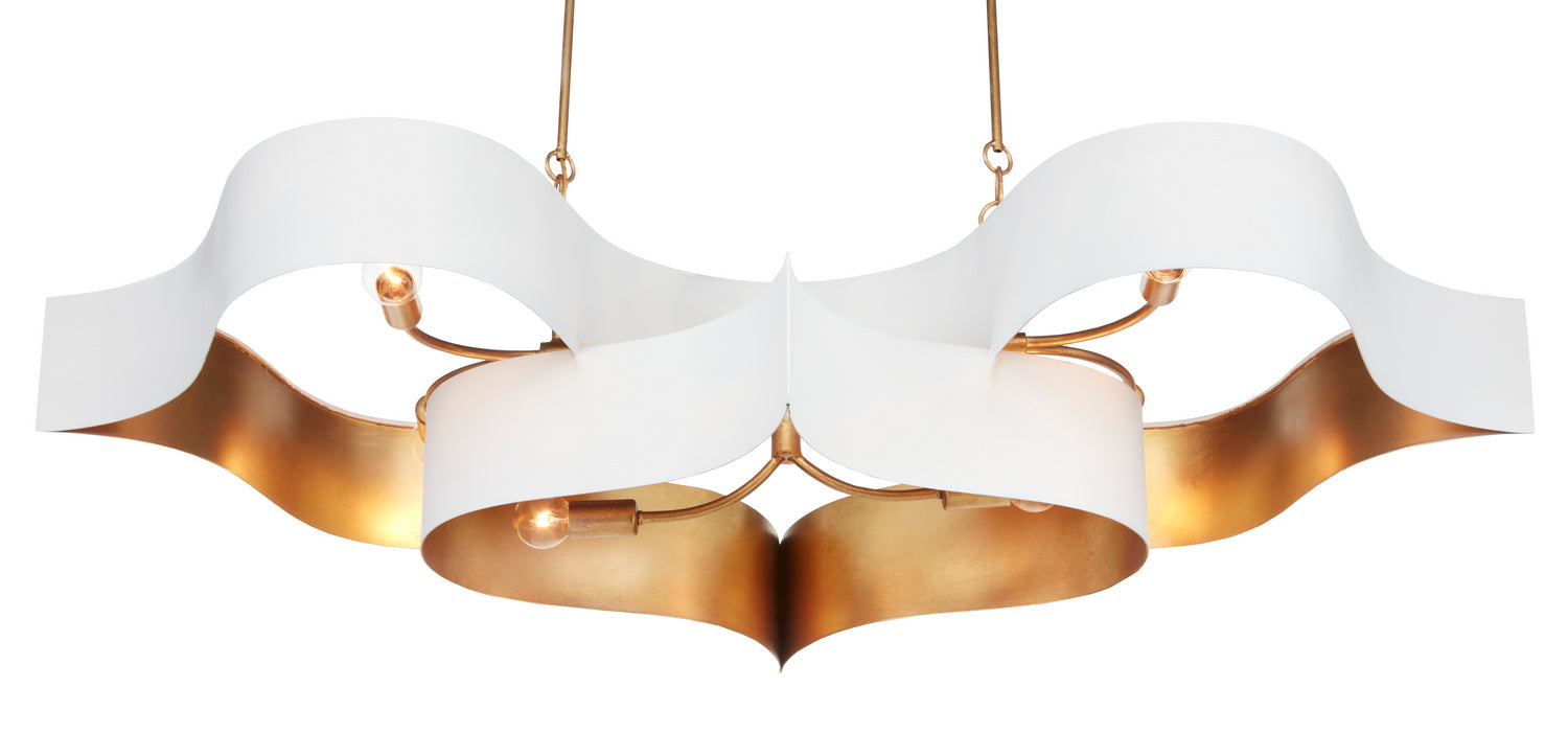 Currey and Company - 9000-0854 - Six Light Chandelier - Grand Lotus - Sugar White/Contemporary Gold Leaf