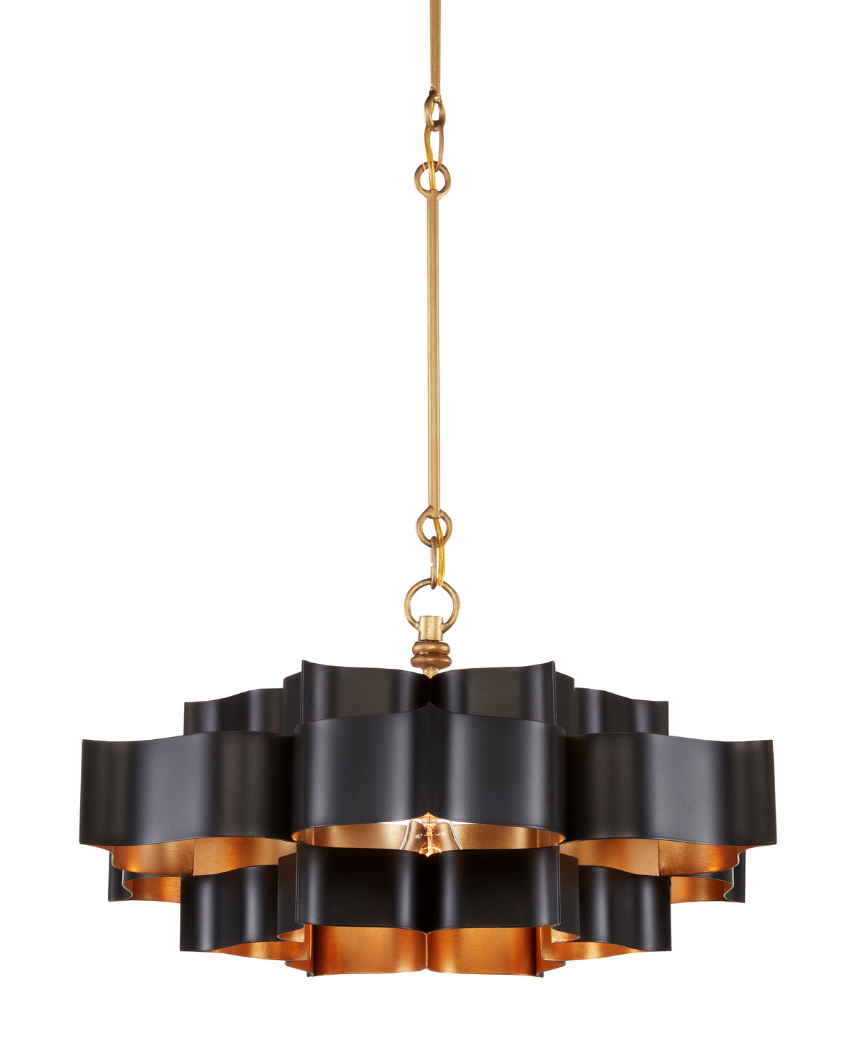 Currey and Company - 9000-0855 - One Light Chandelier - Grand Lotus - Satin Black/Contemporary Gold Leaf