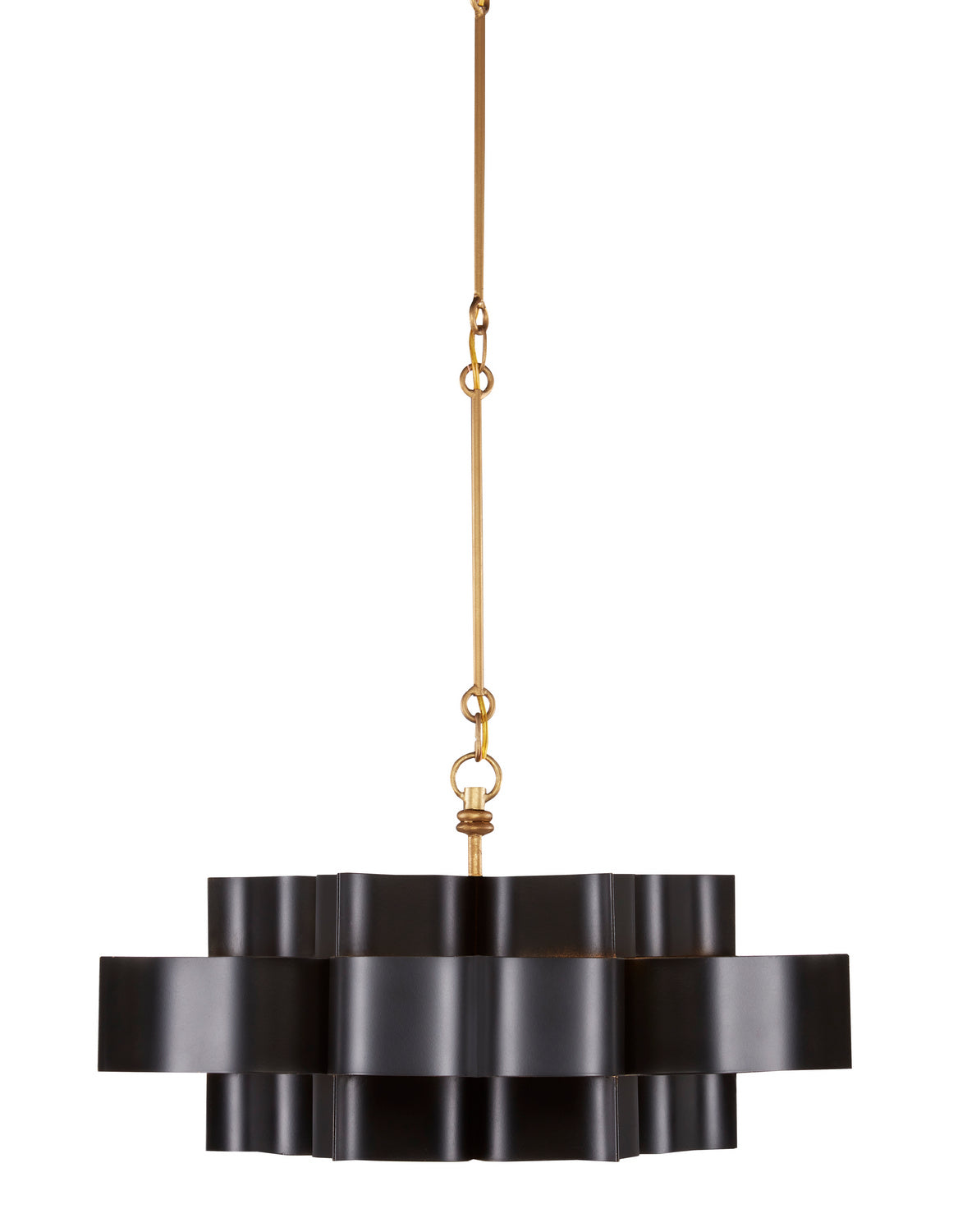 Currey and Company - 9000-0855 - One Light Chandelier - Grand Lotus - Satin Black/Contemporary Gold Leaf