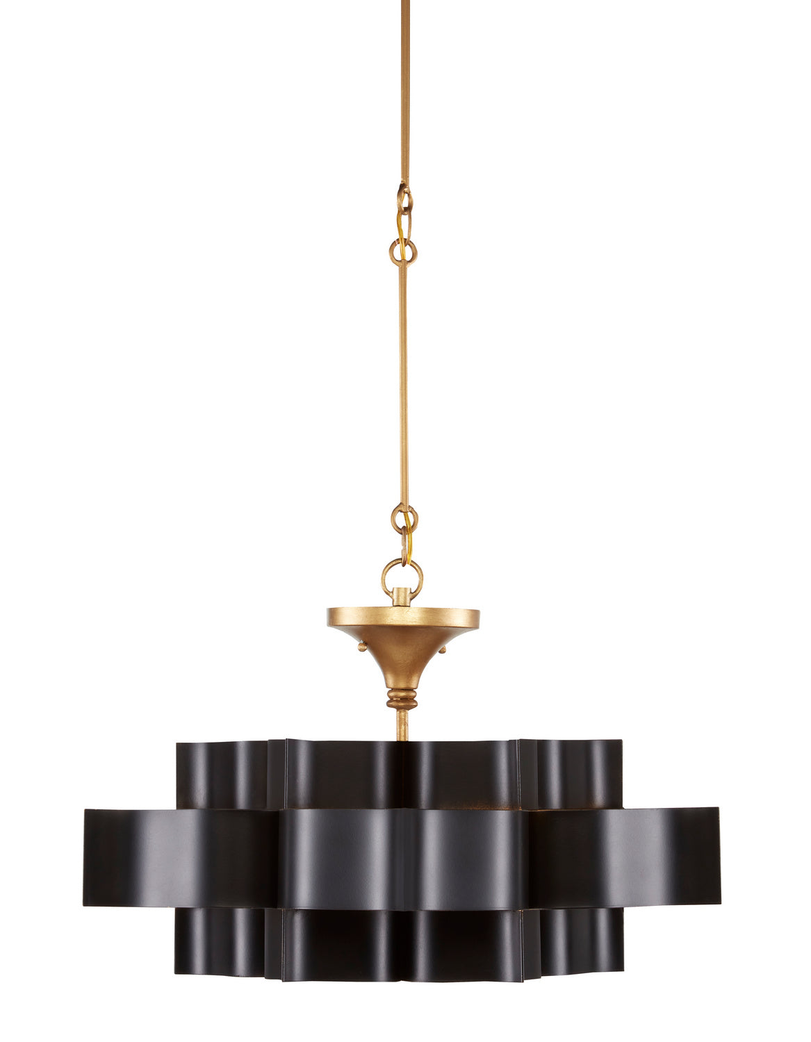 Currey and Company - 9000-0855 - One Light Chandelier - Grand Lotus - Satin Black/Contemporary Gold Leaf