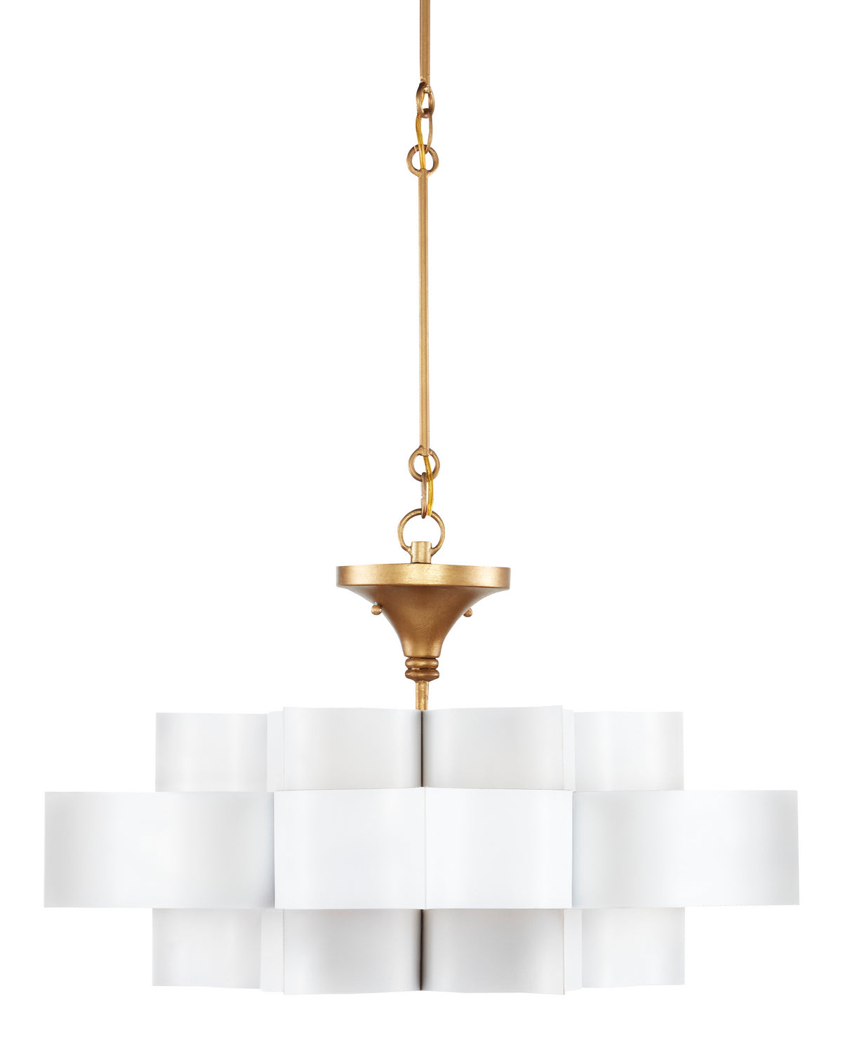 Currey and Company - 9000-0856 - One Light Chandelier - Grand Lotus - Sugar White/Contemporary Gold Leaf