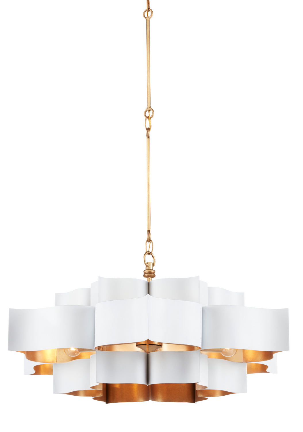 Currey and Company - 9000-0857 - Six Light Chandelier - Grand Lotus - Sugar White/Contemporary Gold Leaf