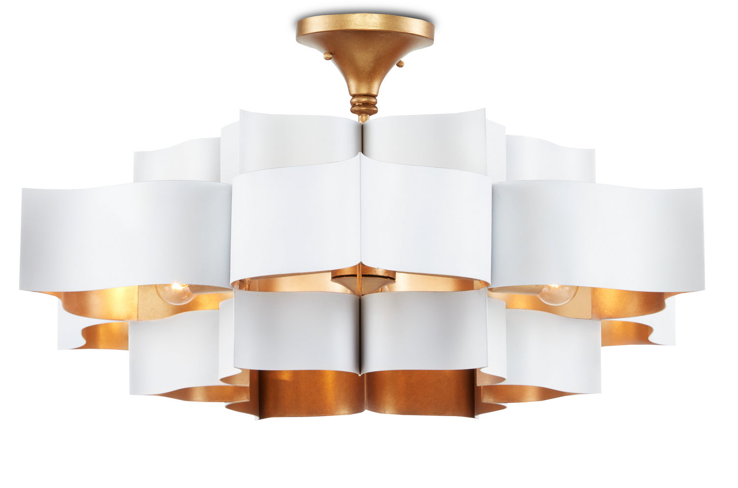 Currey and Company - 9000-0857 - Six Light Chandelier - Grand Lotus - Sugar White/Contemporary Gold Leaf