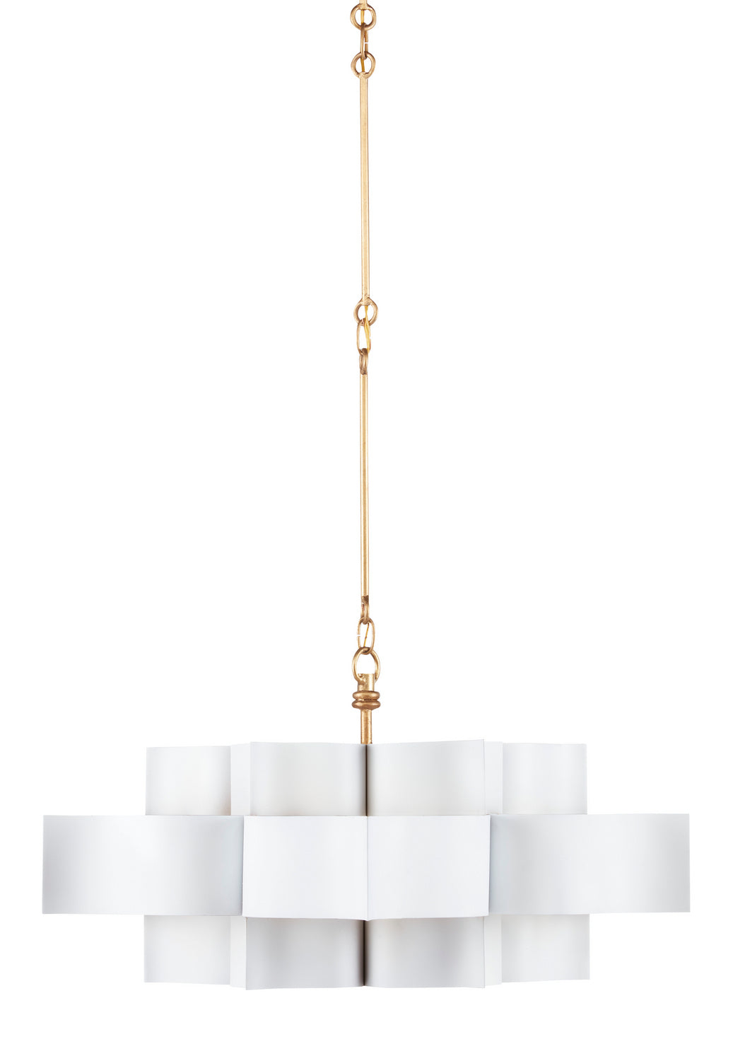 Currey and Company - 9000-0857 - Six Light Chandelier - Grand Lotus - Sugar White/Contemporary Gold Leaf