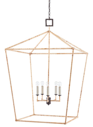 Currey and Company - 9000-0871 - Five Light Lantern - Denison Rattan - Molé Black/Natural