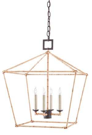 Currey and Company - 9000-0872 - Four Light Lantern - Denison Rattan - Molé Black/Natural