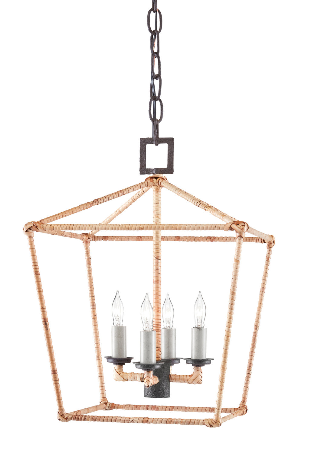 Currey and Company - 9000-0873 - Four Light Lantern - Denison Rattan - Molé Black/Natural