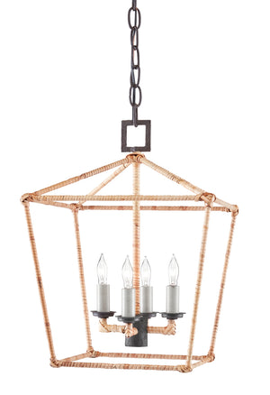 Currey and Company - 9000-0873 - Four Light Lantern - Denison Rattan - Molé Black/Natural