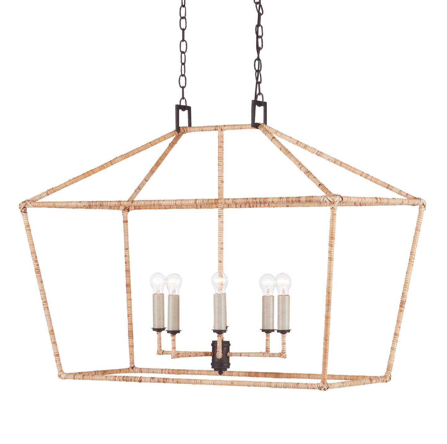 Currey and Company - 9000-0874 - Six Light Lantern - Denison Rattan - Molé Black/Natural