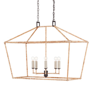 Currey and Company - 9000-0874 - Six Light Lantern - Denison Rattan - Molé Black/Natural