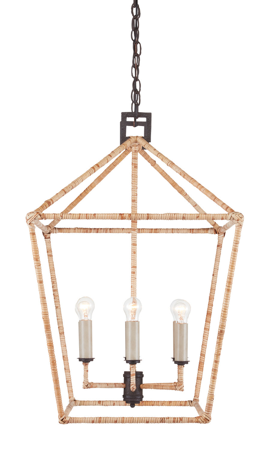 Currey and Company - 9000-0874 - Six Light Lantern - Denison Rattan - Molé Black/Natural