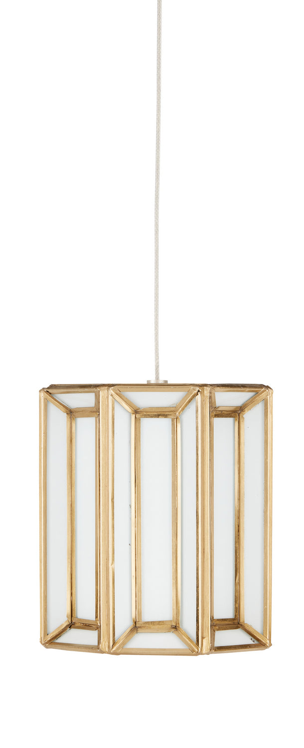 Currey and Company - 9000-0888 - One Light Pendant - Daze - White/Antique Brass