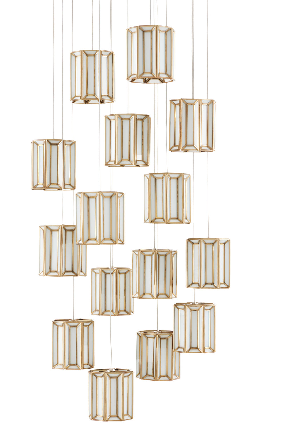 Currey and Company - 9000-0891 - 15 Light Pendant - Daze - White/Antique Brass