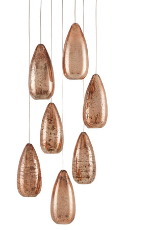 Currey and Company - 9000-0904 - Seven Light Pendant - Rame - Copper