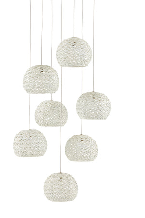 Currey and Company - 9000-0911 - Seven Light Pendant - Piero - Sugar White