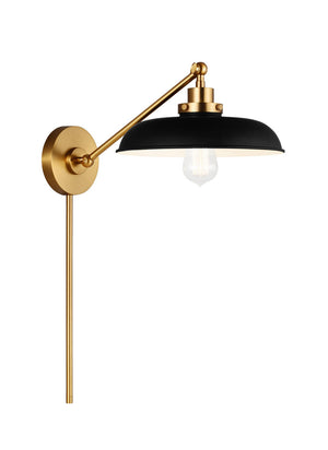 Visual Comfort Studio - CW1141MBKBBS - One Light Wall Sconce - Wellfleet - Midnight Black and Burnished Brass