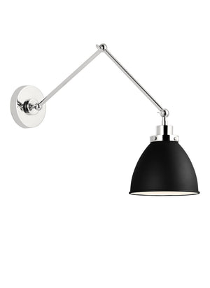 Visual Comfort Studio - CW1161MBKPN - One Light Wall Sconce - Wellfleet - Midnight Black and Polished Nickel