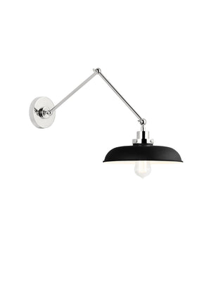 Visual Comfort Studio - CW1171MBKPN - One Light Wall Sconce - Wellfleet - Midnight Black and Polished Nickel