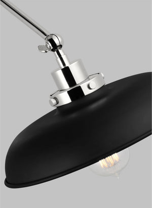 Visual Comfort Studio - CW1171MBKPN - One Light Wall Sconce - Wellfleet - Midnight Black and Polished Nickel