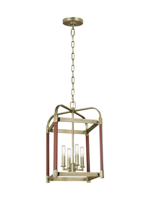 Visual Comfort Studio - LC1134TWB - Four Light Lantern - Hadley - Time Worn Brass