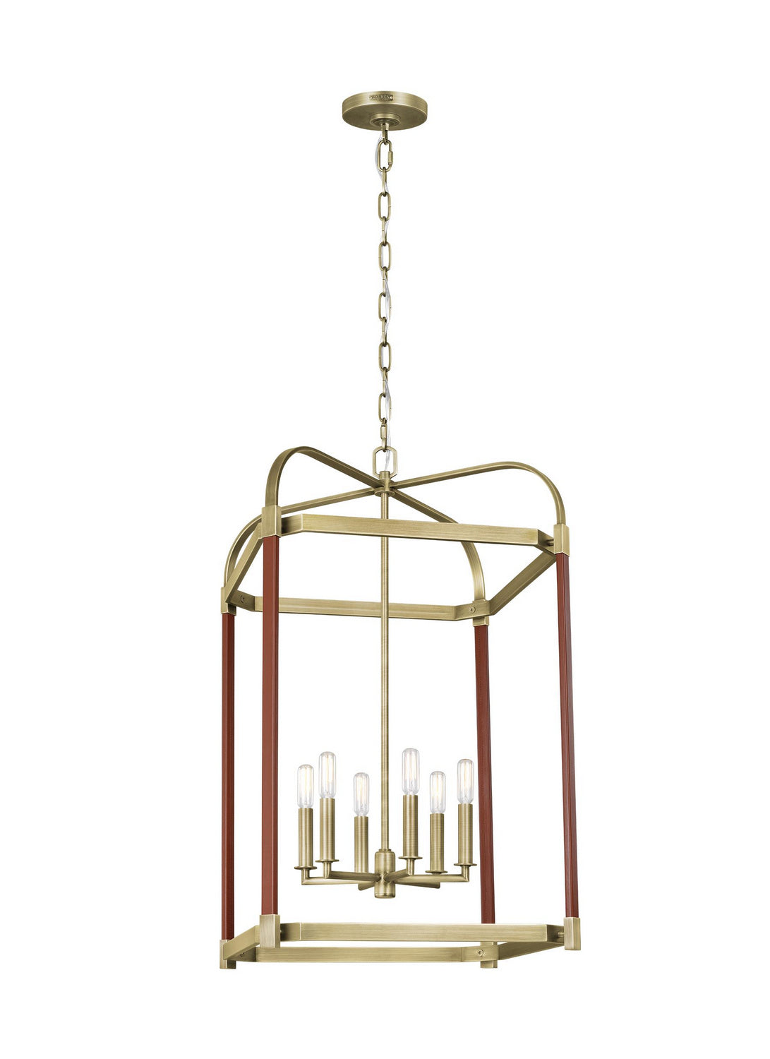 Visual Comfort Studio - LC1156TWB - Six Light Lantern - Hadley - Time Worn Brass