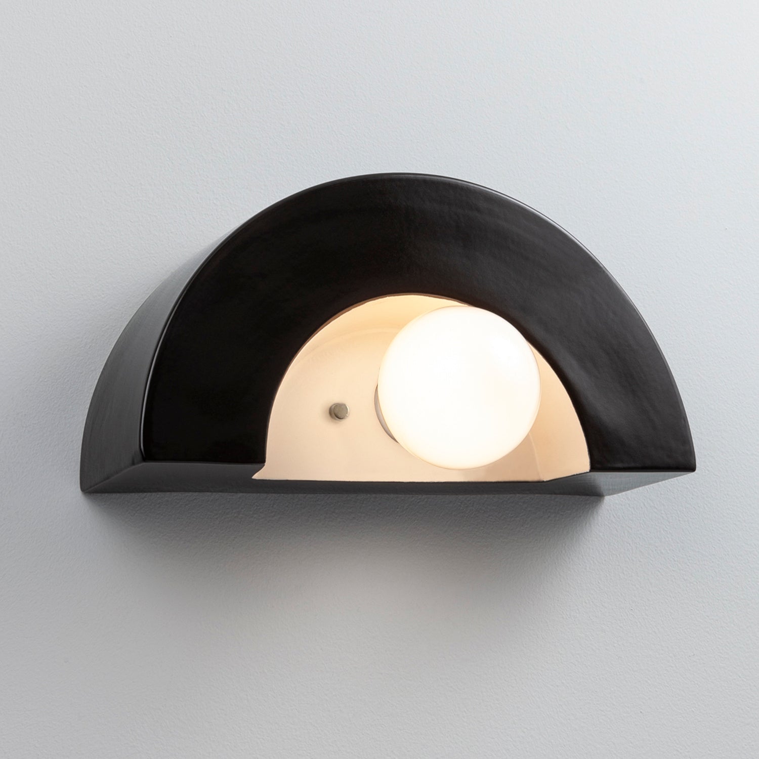 Justice Designs - CER-3020-BKMT - One Light Wall Sconce - Ambiance Collection - Gloss Black with Matte White internal finish