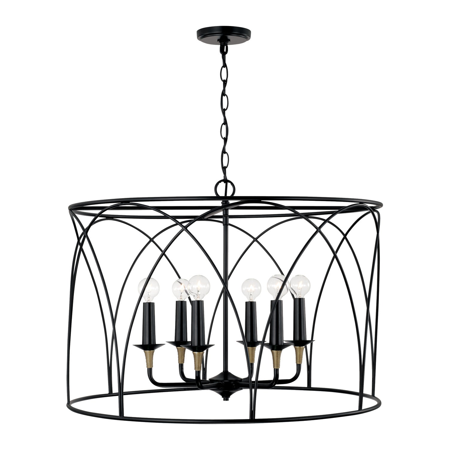 Capital Lighting - 345661KB - Six Light Pendant - Amara - Matte Black with Brass