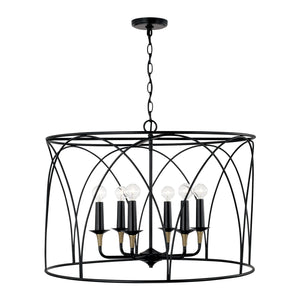Capital Lighting - 345661KB - Six Light Pendant - Amara - Matte Black with Brass
