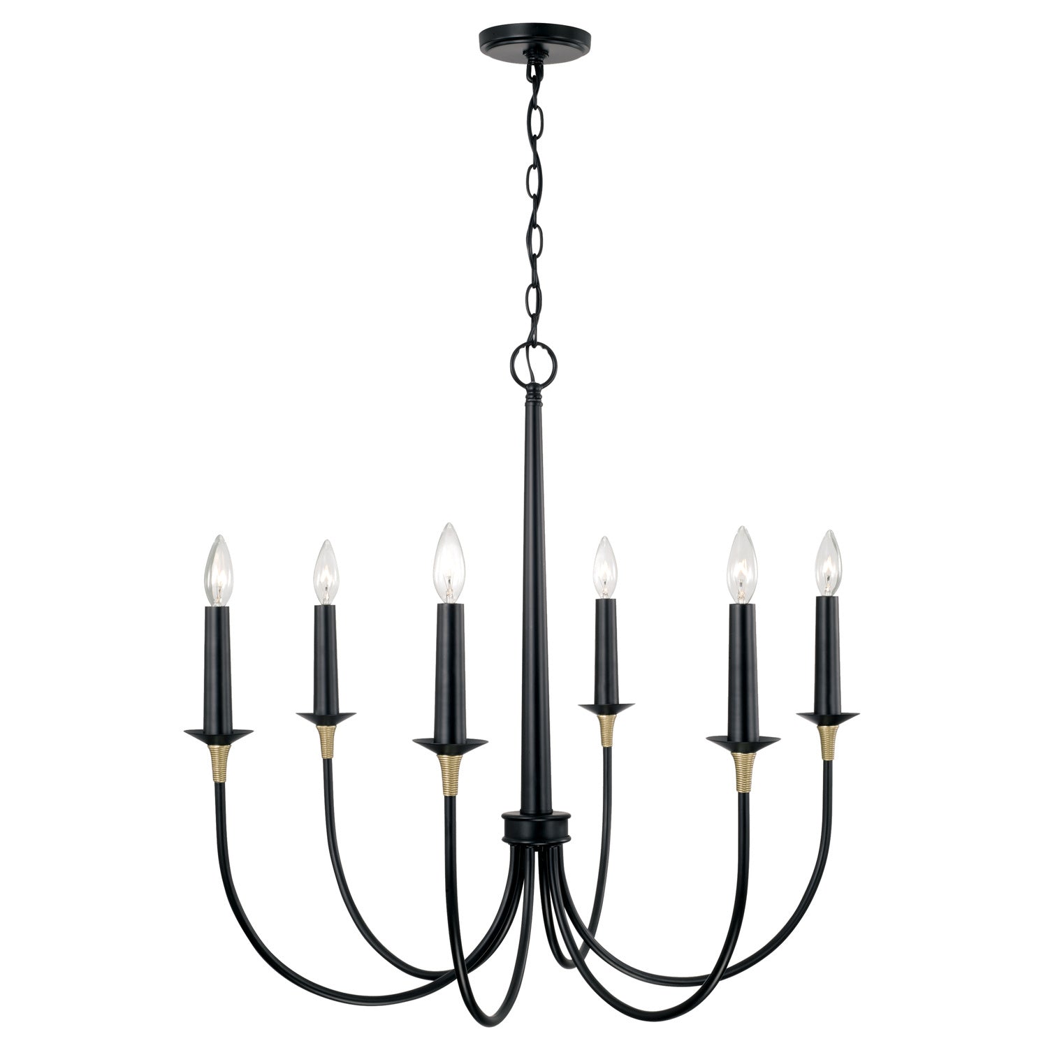 Capital Lighting - 445661KB - Six Light Chandelier - Amara - Matte Black with Brass