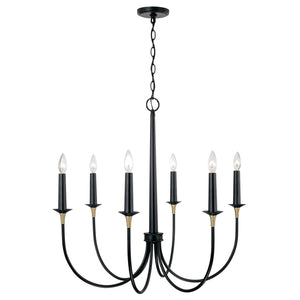 Capital Lighting - 445661KB - Six Light Chandelier - Amara - Matte Black with Brass