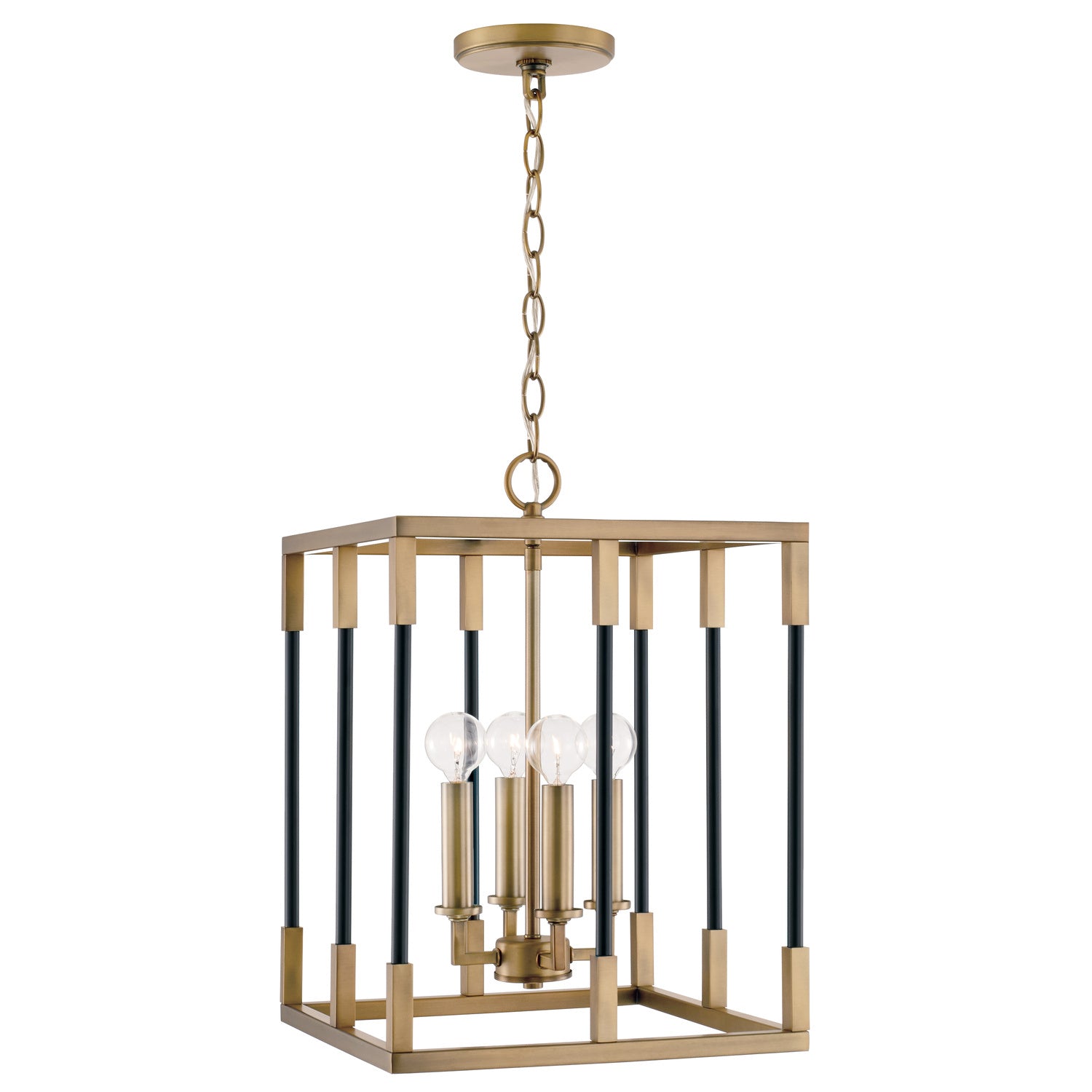 Capital Lighting - 544741AB - Four Light Foyer - Bleeker - Aged Brass and Black