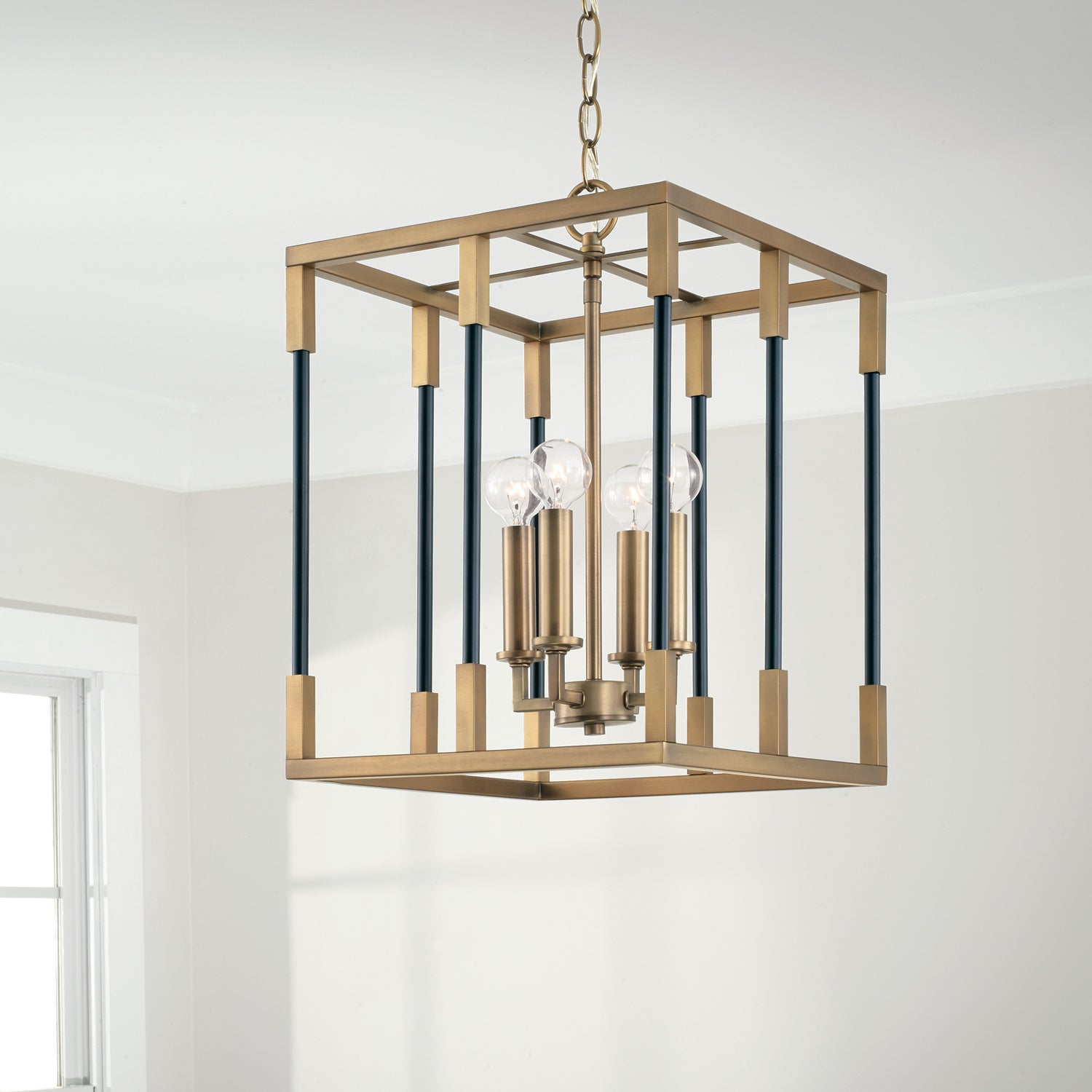 Capital Lighting - 544741AB - Four Light Foyer - Bleeker - Aged Brass and Black