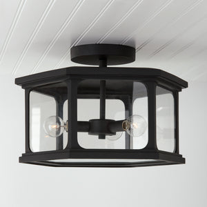 Capital Lighting - 946632BK - Three Light Outdoor Semi Flush Mount - Walton - Black