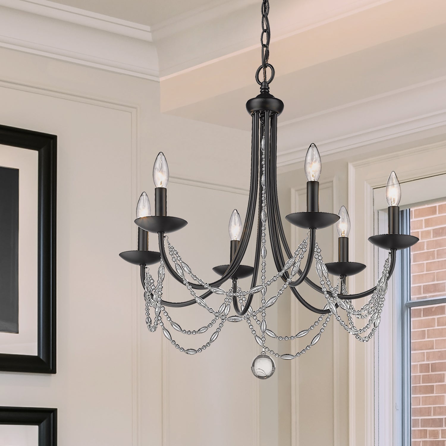 Golden - 7644-6 BLK - Six Light Chandelier - Mirabella BLK - Matte Black