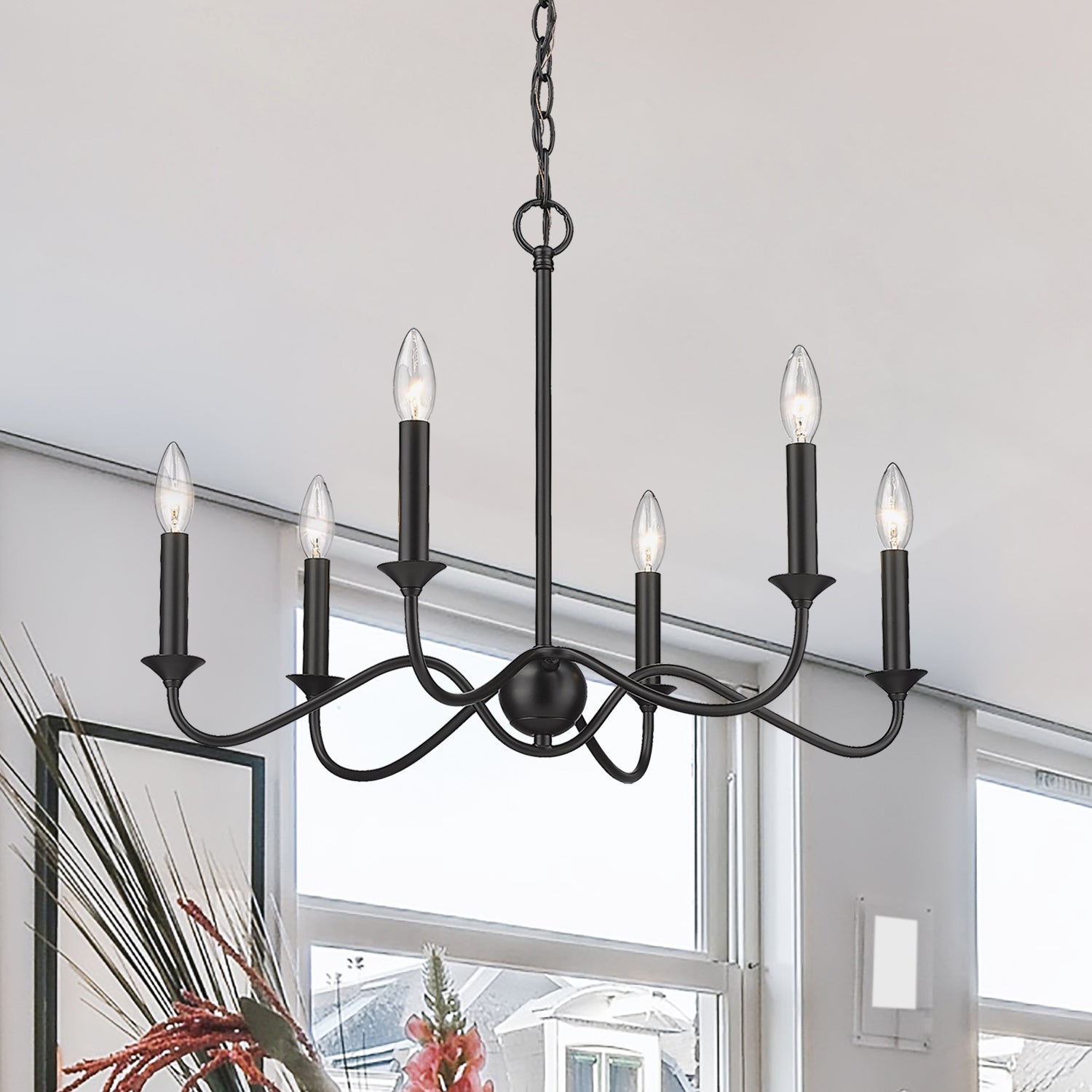 Golden - 8316-6 BLK - Six Light Chandelier - Tierney - Matte Black