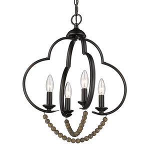 Golden - 8320-4P BLK-EWB - Four Light Pendant - Flori - Matte Black