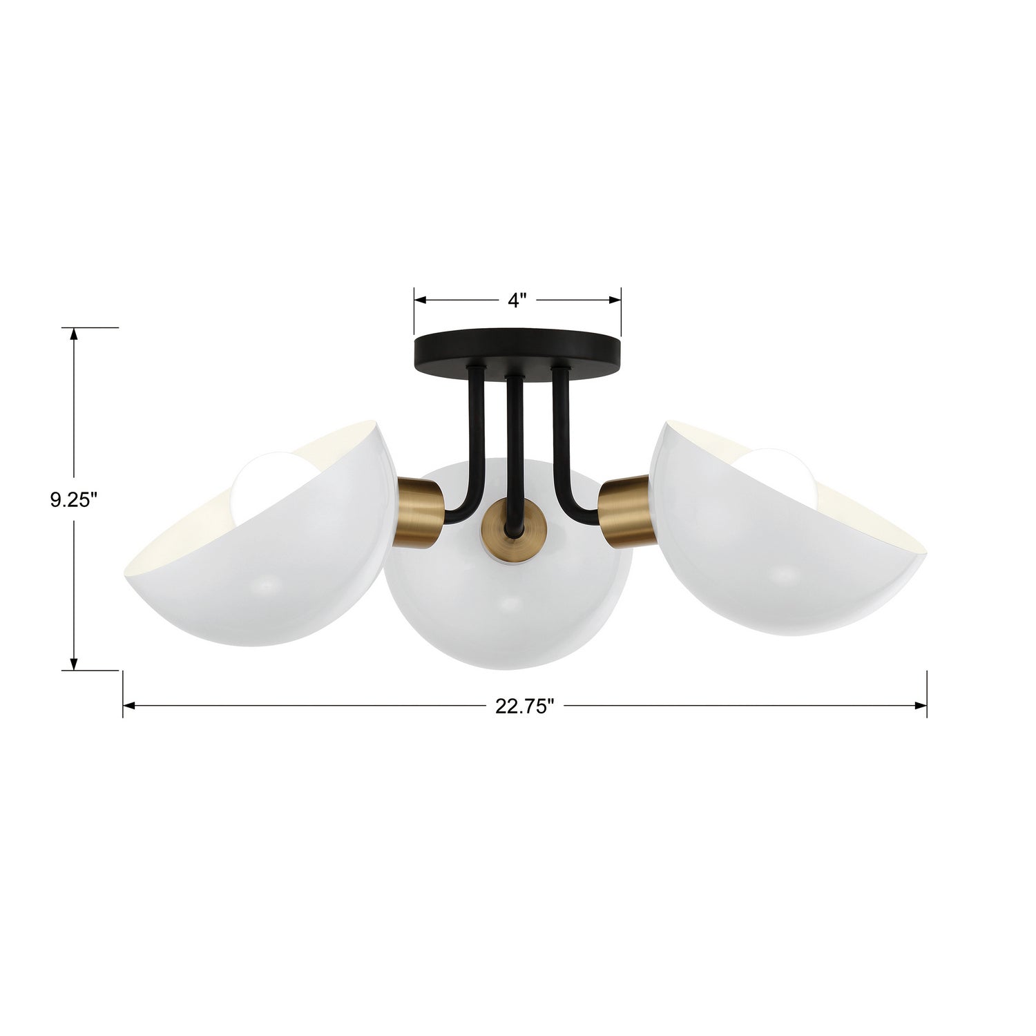 Crystorama - GIG-810-BK-AG - Three Light Semi Flush Mount - Gigi - Black / Aged Brass