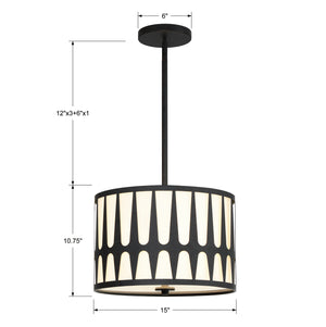 Crystorama - ROY-803-BK - Three Light Pendant - Royston - Black