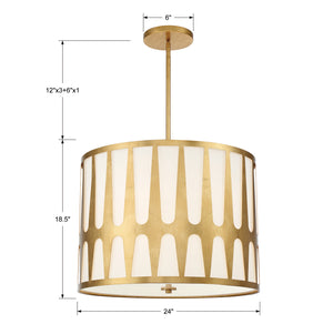 Crystorama - ROY-809-GA - Five Light Pendant - Royston - Antique Gold