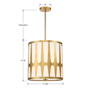 Crystorama - ROY-805-GA - Four Light Pendant - Royston - Antique Gold